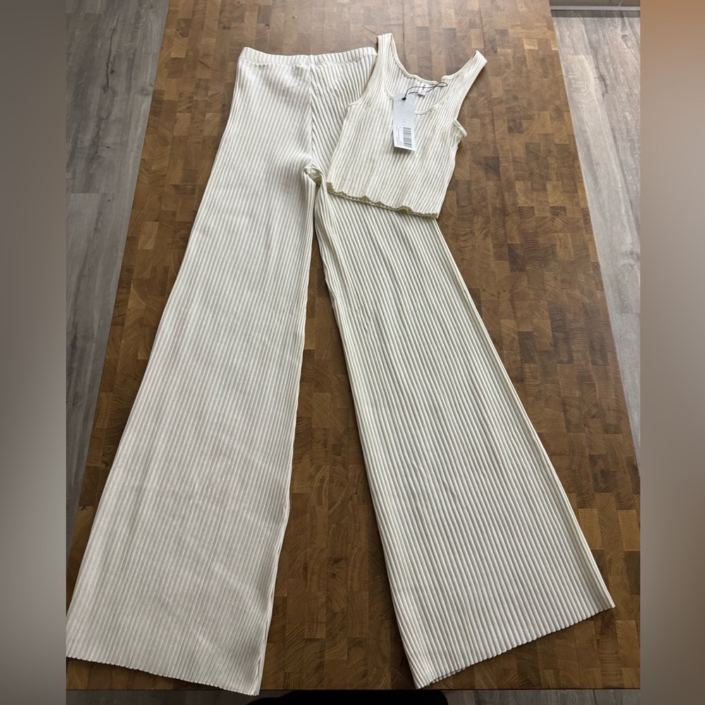 KOTN ribbed lounge set in colour marshmallow - pants XS, top S
